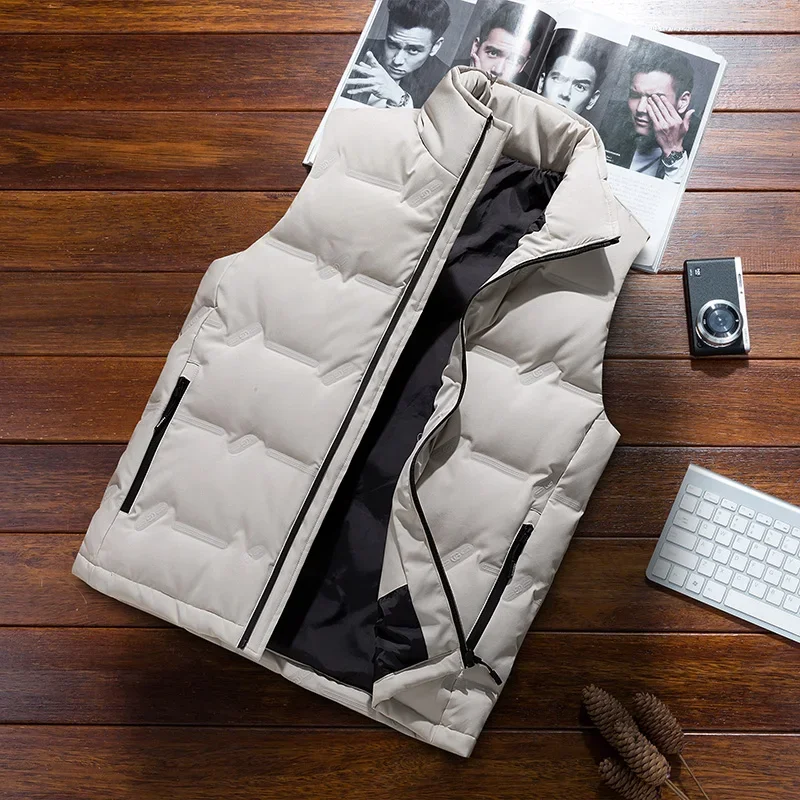 

Down Vest Winter Stand-up Collar Down Jacket, Sleeveless Men's Short Vest Men's Fashionable Autumn and Winter New Warm Down Vest