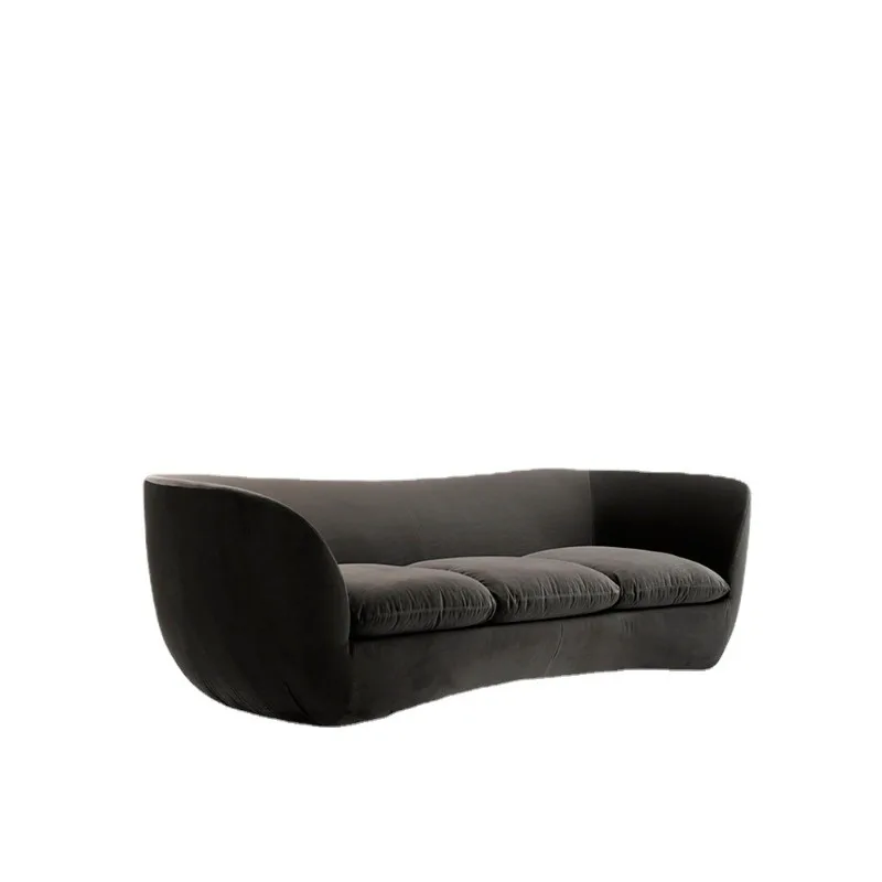 Brown gray velvet fabric, large living room reception sofa