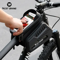 WEST BIKING Bicycle Bag Frame Front Tube Cycling Bag Waterproof Touch Screen 6.9in Phone Case Bag MTB Road Pack Bike Accessories