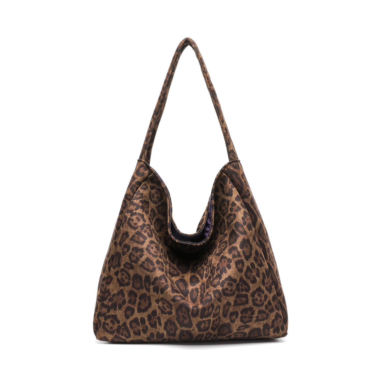 

2025 New Women's Fashion One Shoulder Design Suede Leopard Square Bag Retro Large Capacity Magnetic Buckle Handbag Shopping Bag