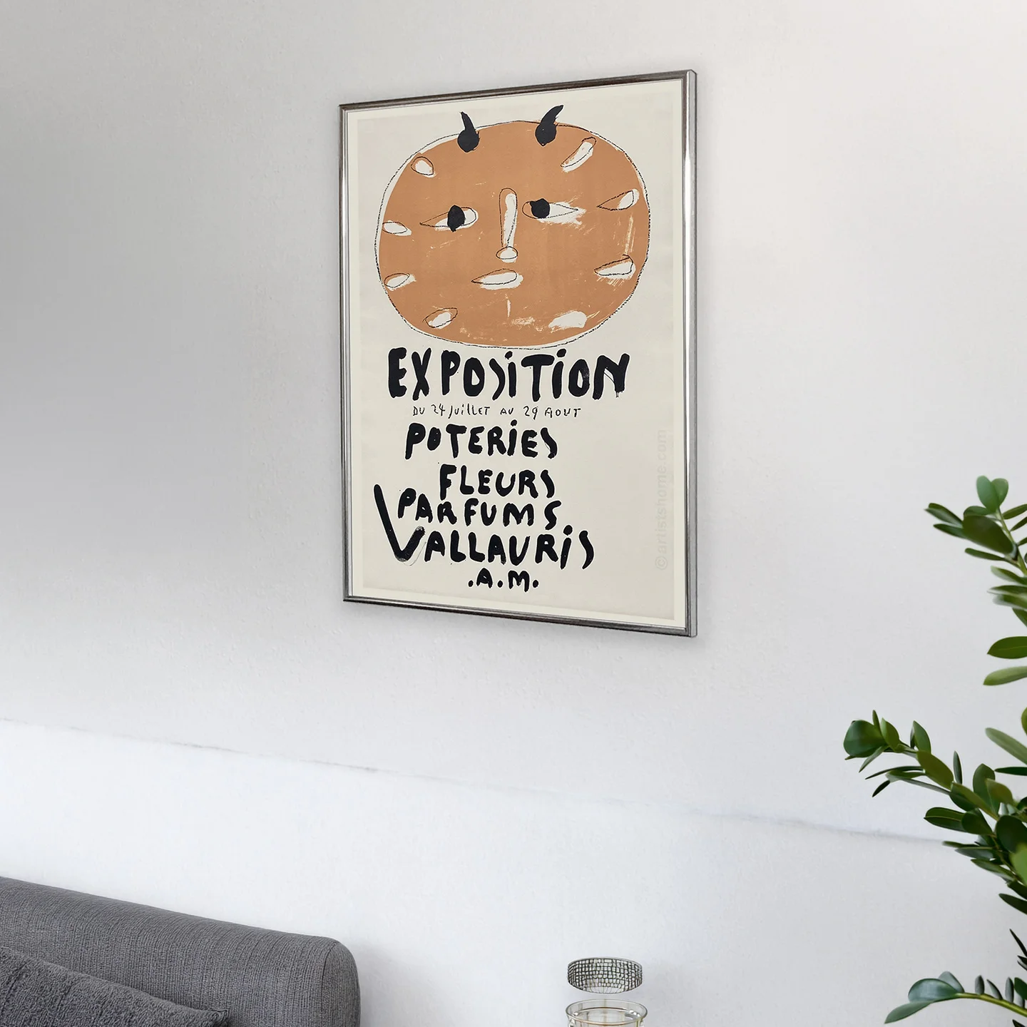 Vintage Picasso Vallauris Exposition Art Prints Abstract Face Drawing Retro Handwritten Text Wall Posters Aesthetic Gallery Wall