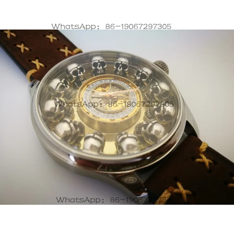 Fully Automatic Mechanical Watch,  Sterling Silver Skull Dial Watch, Creative Handmade Watch