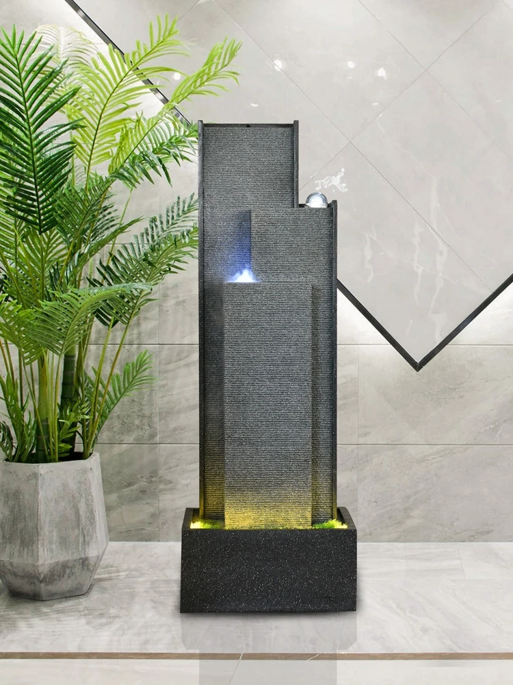 Simple And Modern Flowing Water Wall Stacked Water Fountain Indoor Waterfall Landscape Feng Shui Humidification Floor Ornaments