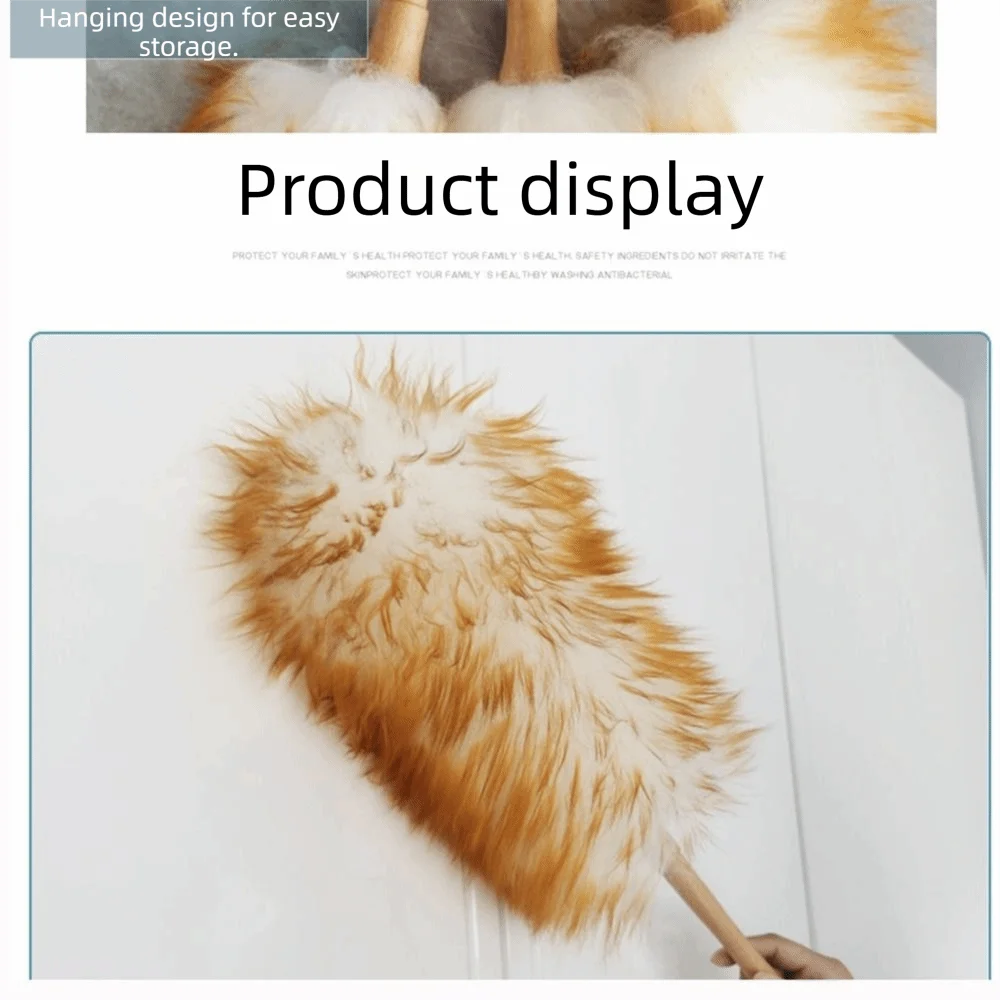 Washable Wool Duster Anti Static Long Handle Dust Duster Soft Brush Lightweight Multipurpose Cleaning Tools Car Cleaning
