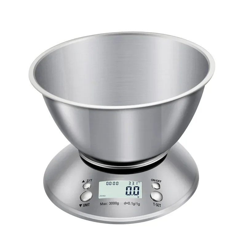 Stainless Steel Kitchen Scale with Tray, Hd LCD Digital Display,  Automatic Shutdown, Accuracy 1g,max Weighing 5kg