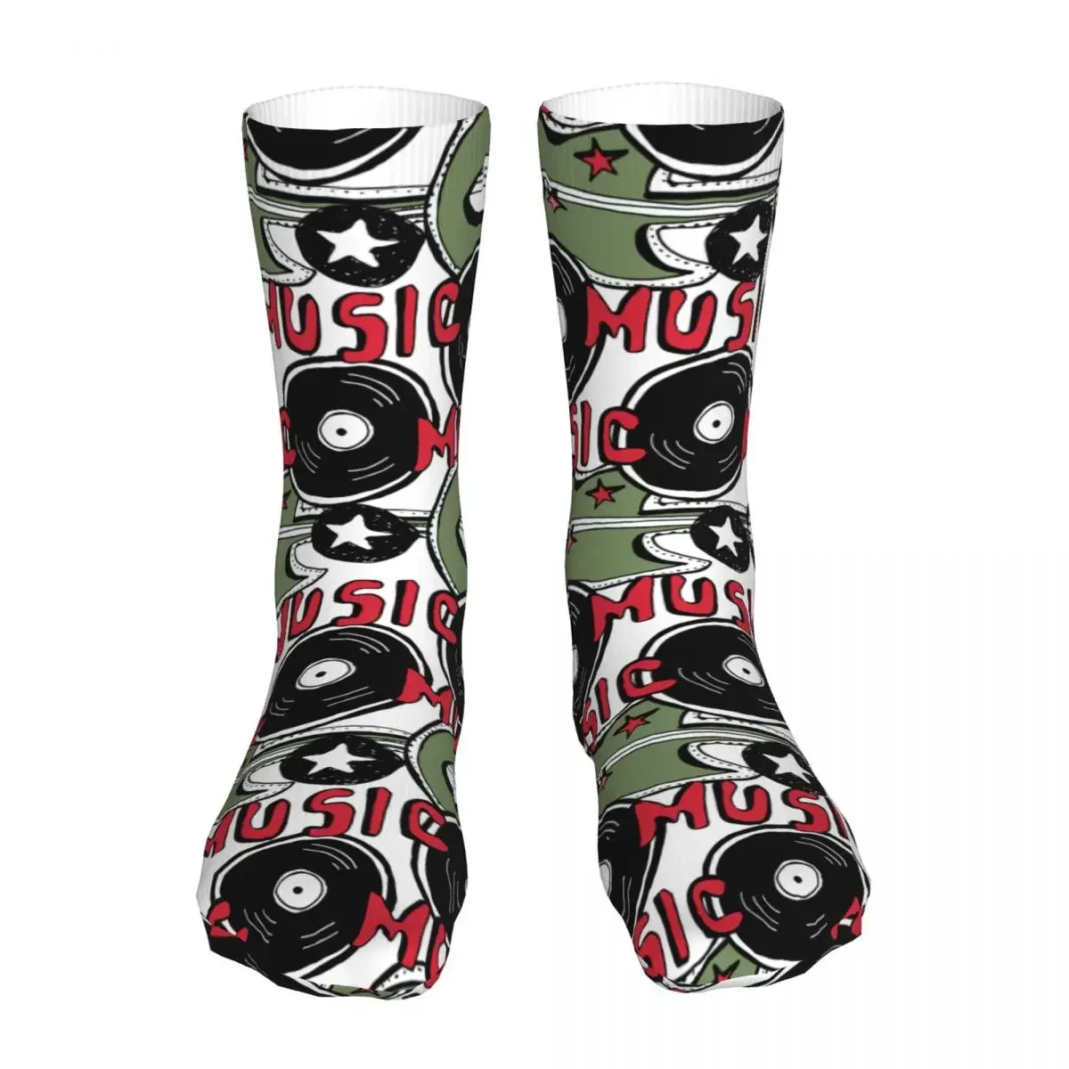 Happy Rock N Roll Punk Stars Vinyl Records Guitars Women Socks 2022 Men Cycling Socks