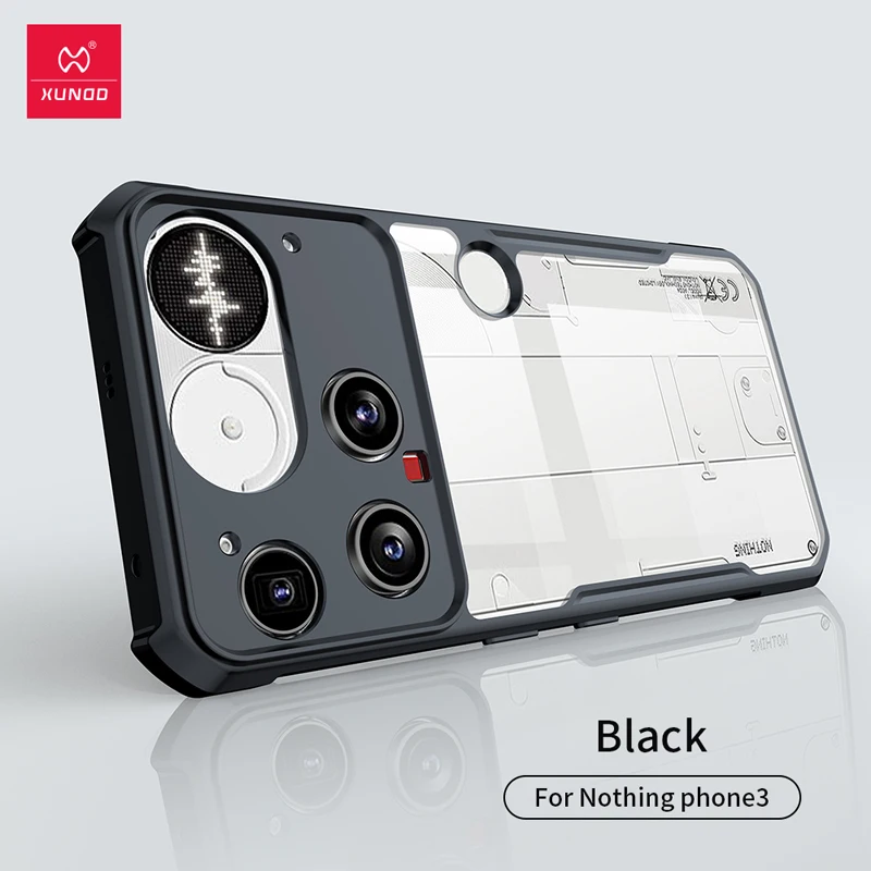

For Nothing Phone (3) 3 Case XUNDD Airbags Shockproof Transparent PC+TPU Camera Protection Cover for NothingPhone 3