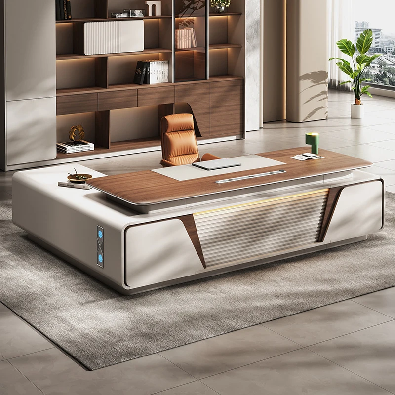 CEO desk,boss table,office Furniture,, , CEO'S Light Luxury Manager Desk And Chair Set, High-End, Simple, Modern Office Furnitur