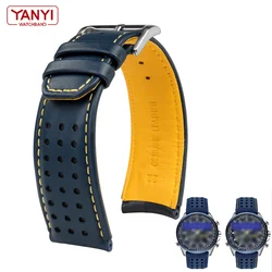 Genuine Leather Watchband For CITIZEN Blue Angel Watch AT8020-54L/8020-03L/JY8078 curved end watches Bracelet Strap 22mm 23mm