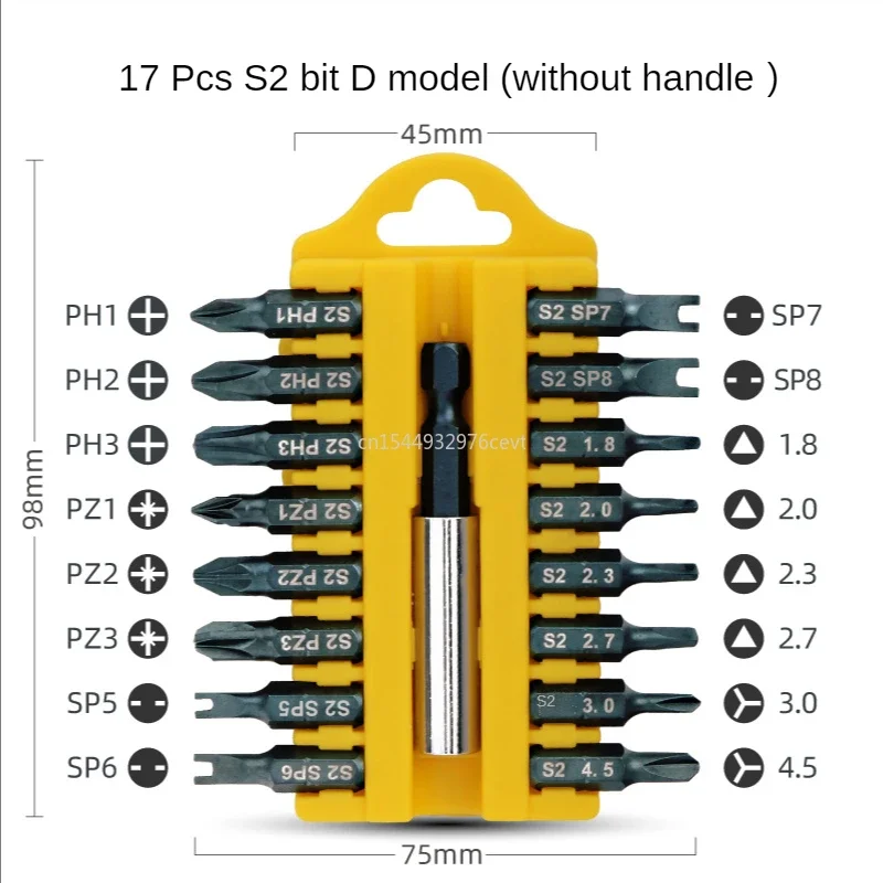 Imagem -06 - Hex Magnetic Insert Bit Grupo Chave de Fenda Elétrica Torx Cabeça Chata Cruz Chave de Fenda Parafusos 17 Pcs