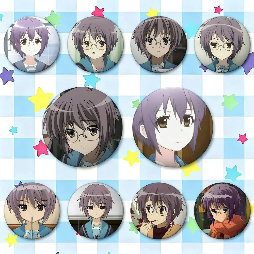 Yuki Nagato Badges Button Round Creative Pin Brooch Badge Bag Decor Accessories Fans Collect Friends Gifts