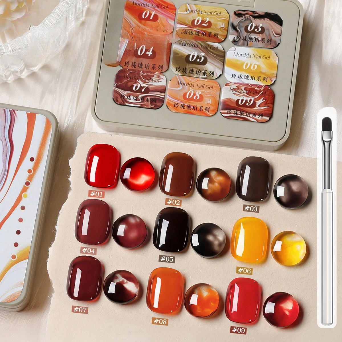 9 شبكة جديدة عارية الوردي الغراء شفافة حريري سميكة الصلبة طلاء الأظافر غسل مجاني الإغاثة اللوحة اللون سلسلة صالون الأظافر مخصص