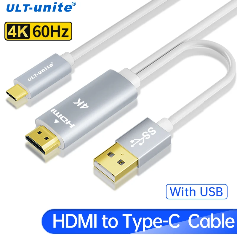 

Кабель HDMI-совместимый с Type-C, 4K @ 60 Гц, Поддержка мониторинга с сенсорным экраном для компьютера-хоста, Подключение HDMI, USB C 3,1