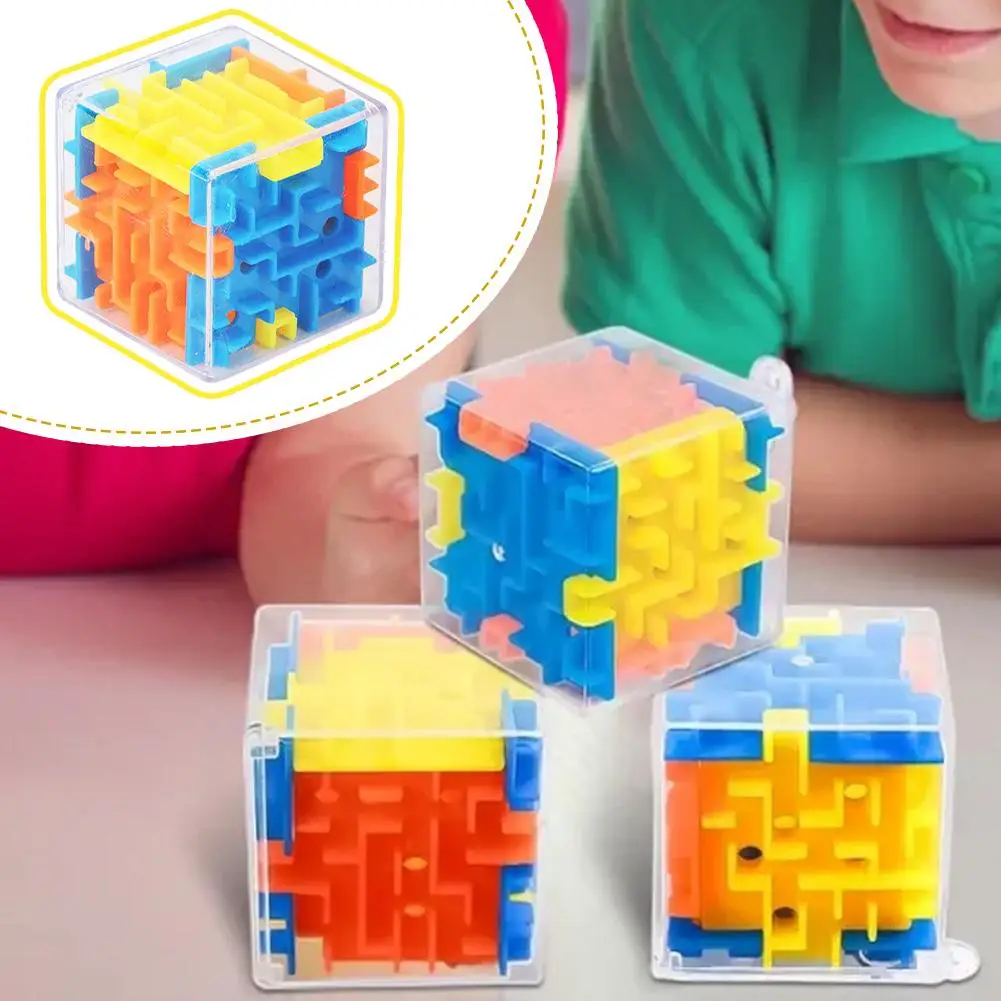 3D Maze Magic Cube Six-sided Transparent Puzzle Speed Cube Rolling Ball Magic Cubes Maze Toys For Children Stress Reliever Toys