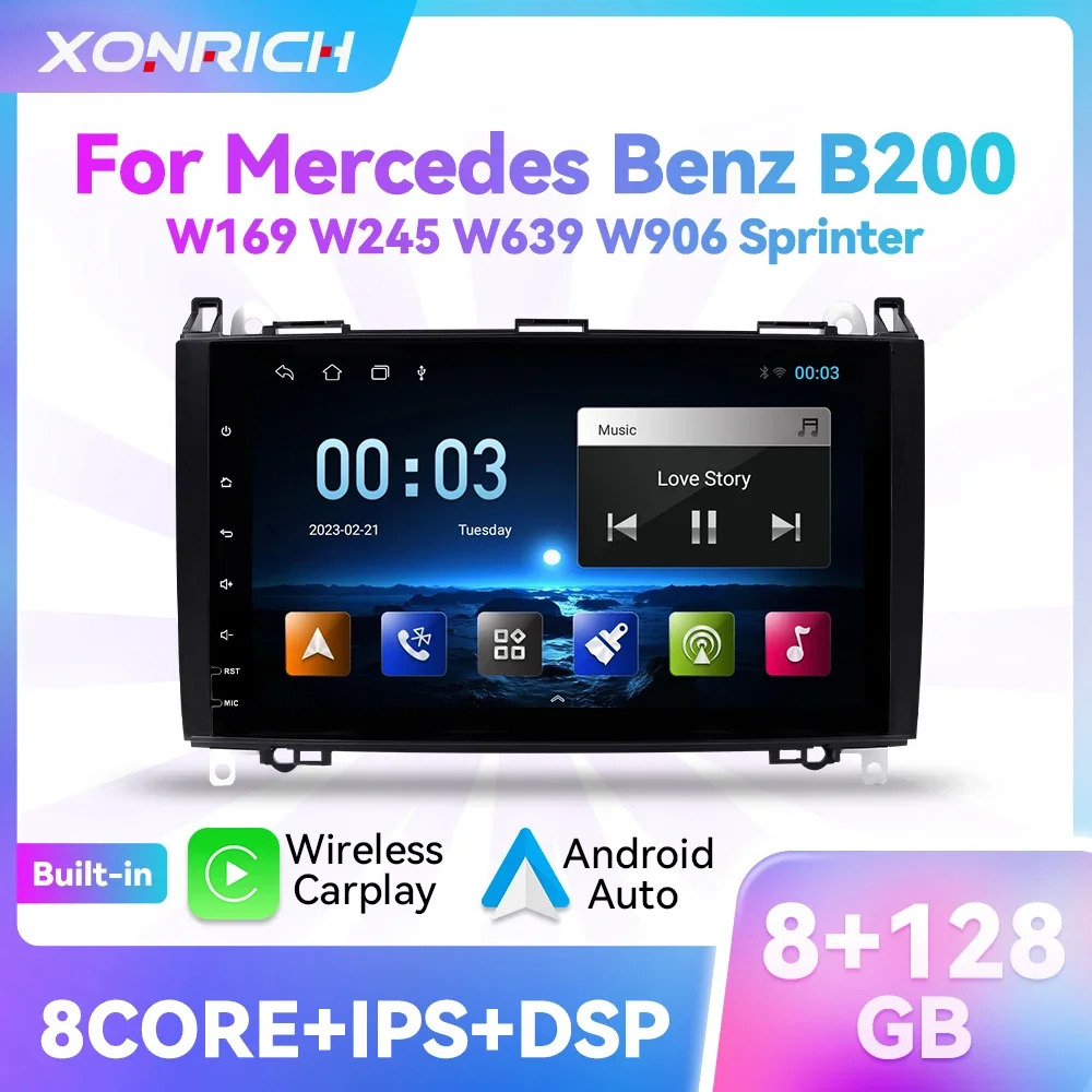 9 Inch Android 12 For Mercedes /Benz / W169 W245 W639 W906 Sprinter B160 B170 B200 Car Radio Multimedia Player DSP Auto Carplay