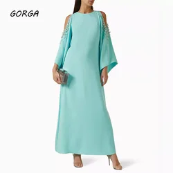 GORGA Dew shoulder Beading Mermaid 2024 Slim Long Crepe Ocassion Gown Floor-Length Evening Dress فستان سهرة نسائي