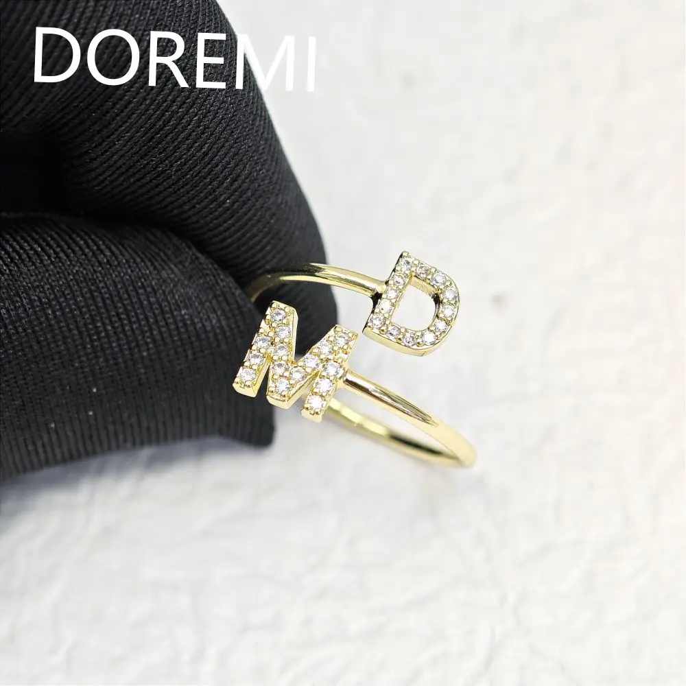 DOREMI Bubble Crystal Letter Women Stagger Letter Ring Custom Design Girls Gift Jewelry Custom Letter Rings