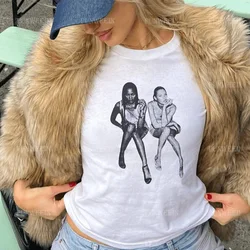 High Street Summer Sexy Tops Women Streetwear Goth Crop Top Short Sleeve Skinny Baby Tees Vintage Print Y2K Tops Casual Girl Tee