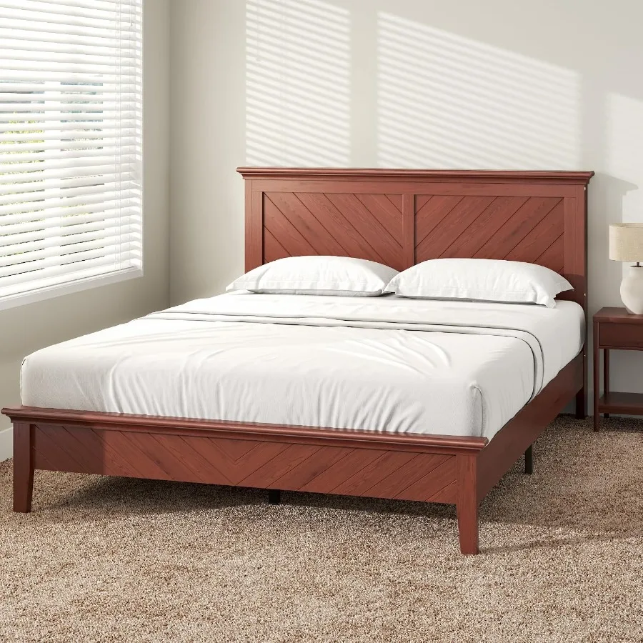 Solid Acacia Wood Queen Bed Frame with Headboard