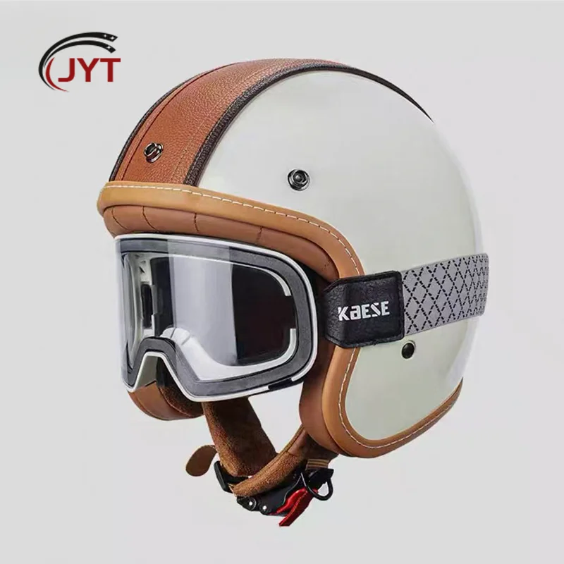 

Contracted White Retro Open Face Motorcycle Helmet Reliable Quality and Affordable Price Suitable for Novice Riders Unisex