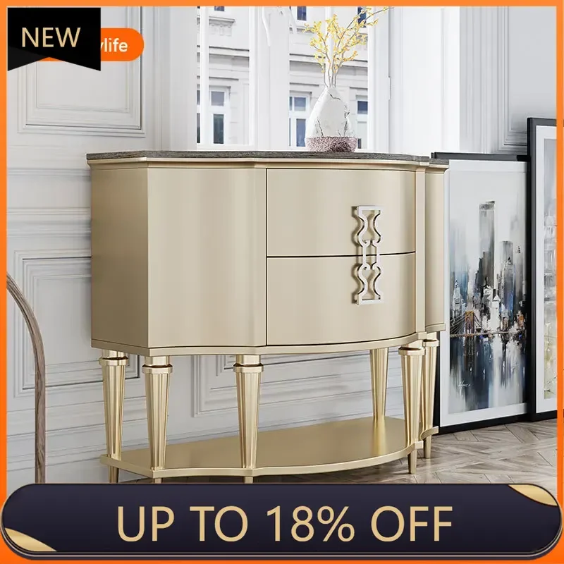 

P178 American light luxury solid wood nine-chest cabinet, carved TV cabinet, French country old porch cabinet