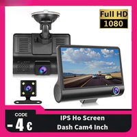 4 inch Black Box Car DVR Dashcam Dash Camera IPS HD Screen 1080P Dual Lens Video Recorder Front   Interior View Camera Dash Cam