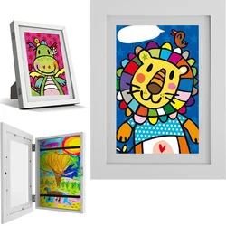 A4 Magnetic Wood Flap Art Frames Photo Frame Framed Picture DIY Children's Exhibition of Paintings Home Decoration Storage Rack