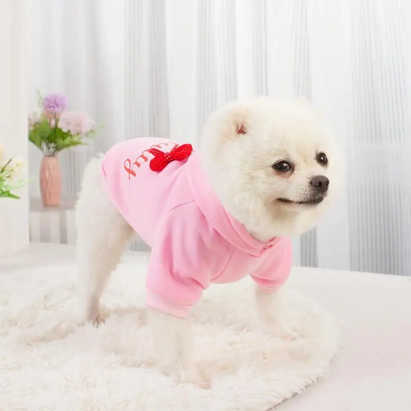 Autumn Winter Dog Apparel Fleece Lined Warm Soft Hoodies for Small Female Dogs Puppy Cold Weather Outdoor Walking