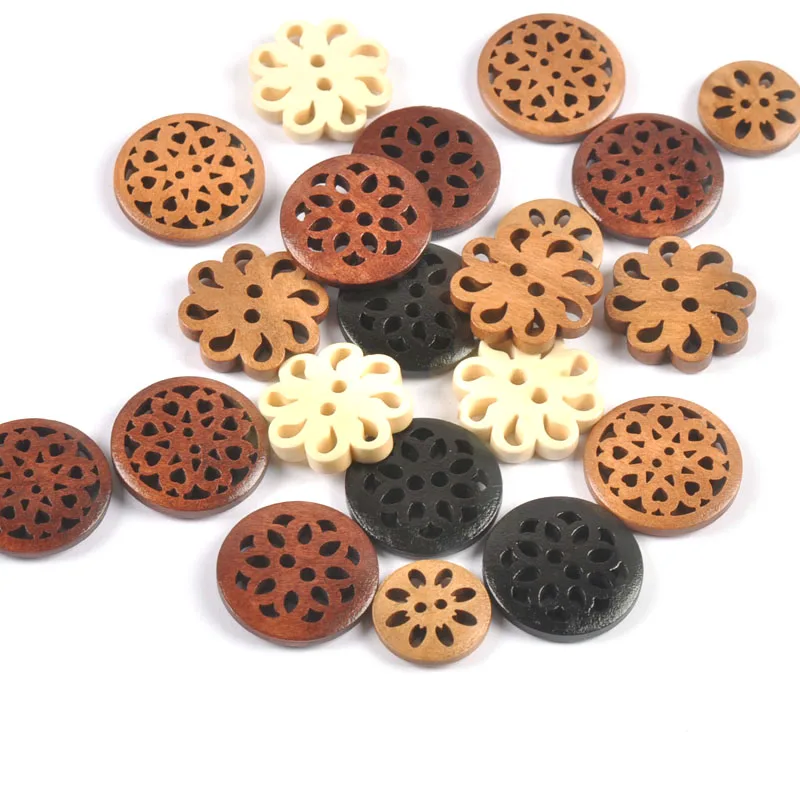 20pcs Vintage 2Holes Wood Buttons For Garment Sewing Accessories DIY Crafts Scrapbook Embellishment Handmade Decor 18-25mm c3234