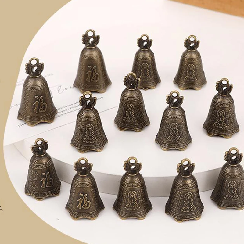 Metal Guanyin Ornaments Decorative Ancient Bronze Bell Men's Car Old Retro Pendant Personality Fortune Wind Chime Ornaments