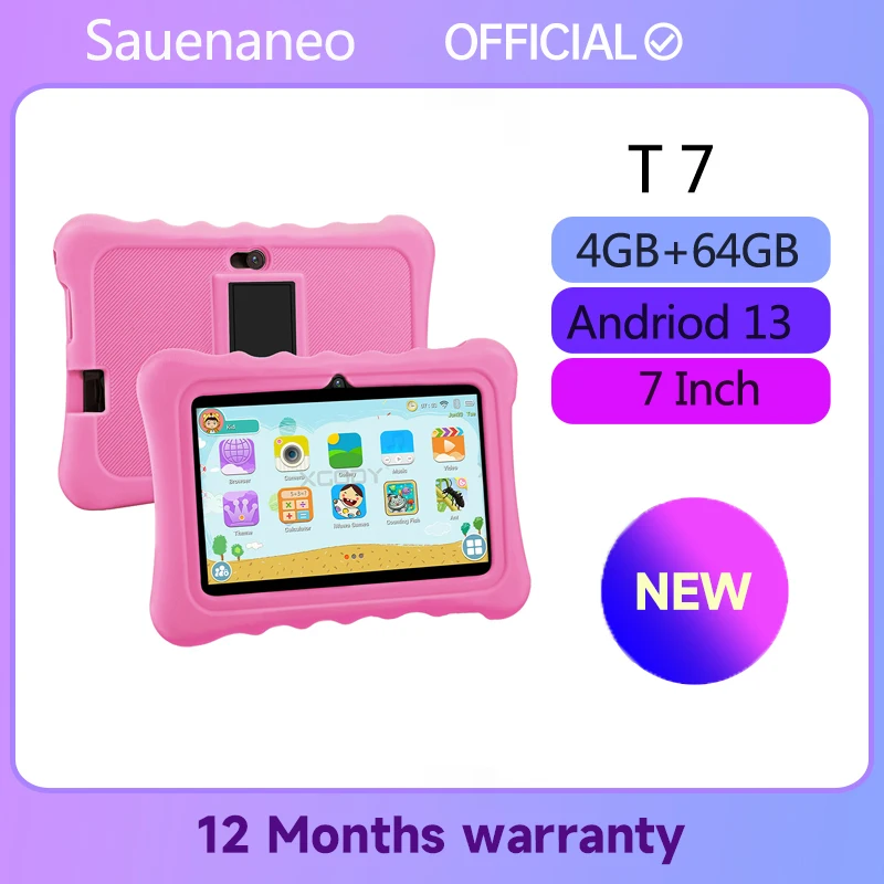 Tableta barata Sauenane para niños, Android 13 2023, 4GB/64GB, 7 pulgadas, Quad Core, regalo para niños, 5G, WiFi, Pc