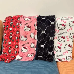 Calças de pijama grosso feminino, tecido elástico duplo, calças macias, calças de desenho animado, Sanrio, Hello Kitty, anime, presente de aniversário 6 principais vendas anime de mulheres pelada - №3