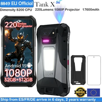 8849 Tank X Unihertz 220 Lumens Projector Rugged Smart Phone Support 1080P Android 15 17600mAh 32GB 512GB 5G Dimensity 8200