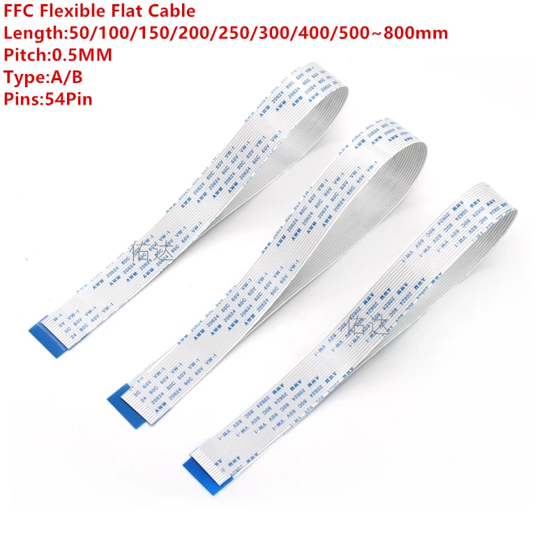 10Pcs Flat Flexible Cable FFC FPC LCD AWM 20624 80C 60V VW-1 0.5MM Pitch 54 Pin Forward/Reverse 54Pin 5CM~80CM