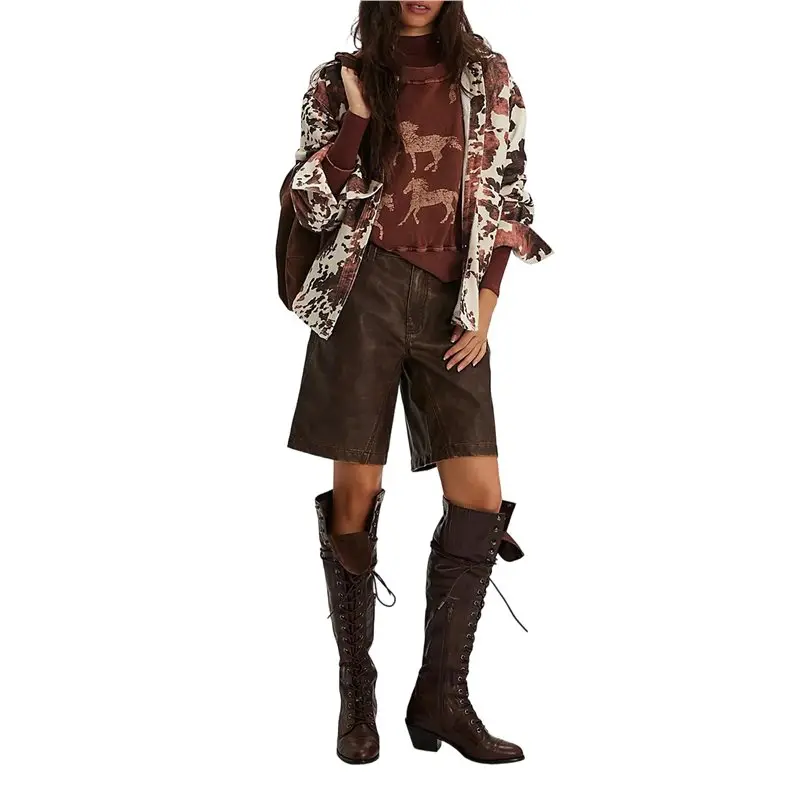 

CYL-Women's Long-Sleeved Crew Neck Top, Loose Fit, Casual, Stylish, Versatile Printed Sweatshirt