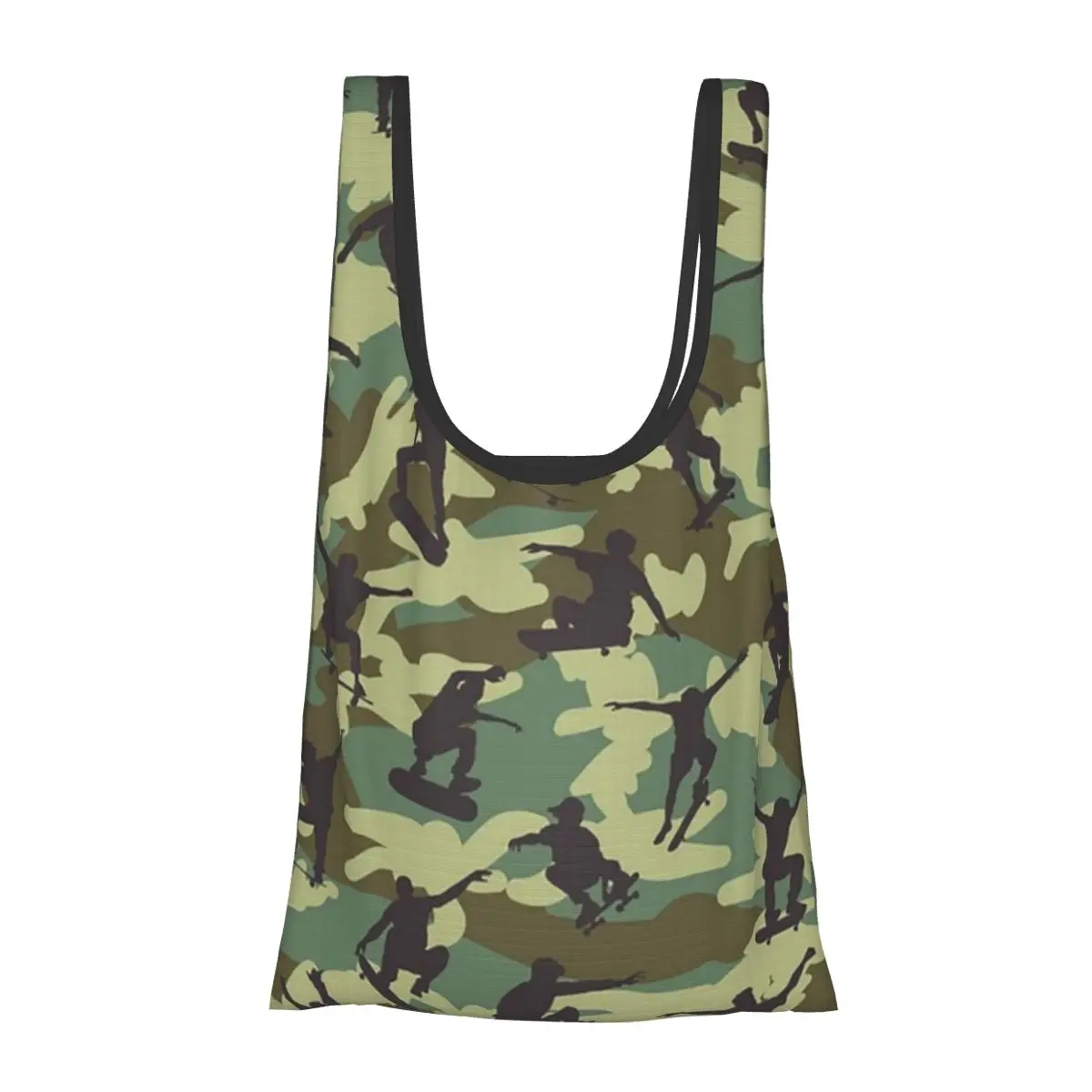 

Skater Camo WOODLAND Portable Tote Shopping Bags Foldable Shopper Bag Groceries Handbag Shoulder Bag
