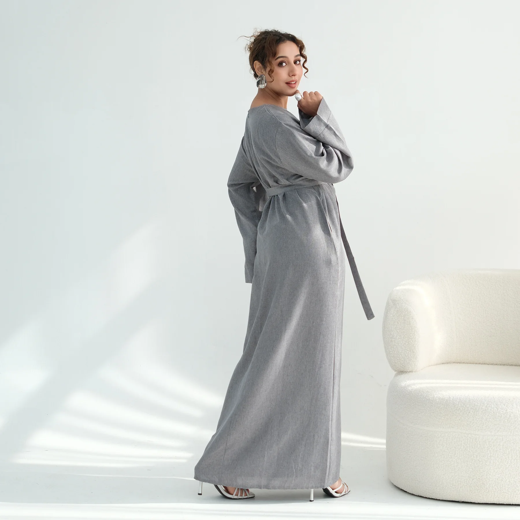 

Eid Djellaba Muslim Women Simple Modest Dress Eid Ramadan Turkey Kaftan Caftan Abaya Long Robe Solid Colors Femme Arab Vestidos