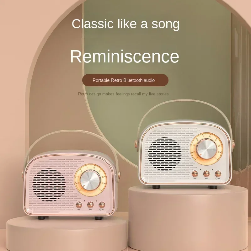 Portable Decoration DW21  Stereo Subwoofer Speakers Home Music Player Retro Mini Classical Music Player Sound Bluetooth Speaker