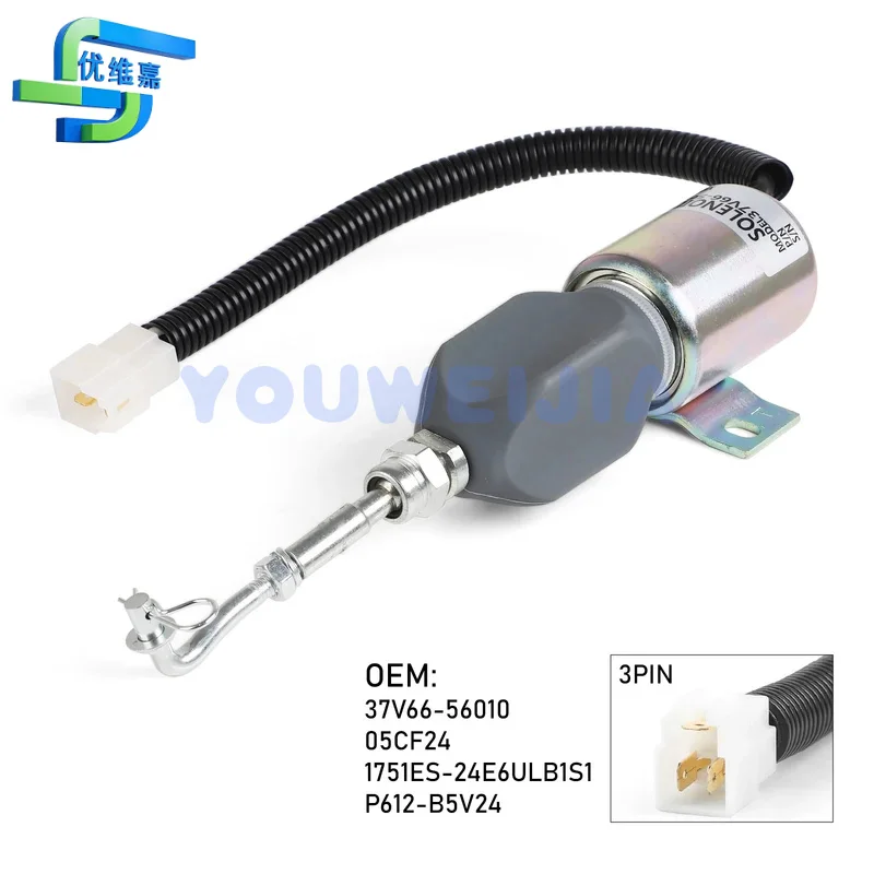 

24V Electric Shutdown Solenoid Exhaust Valve 37V66-56010 /05CF24 1751ES-12ETUC3B1S1 Throttle Stop Solenoid Valve