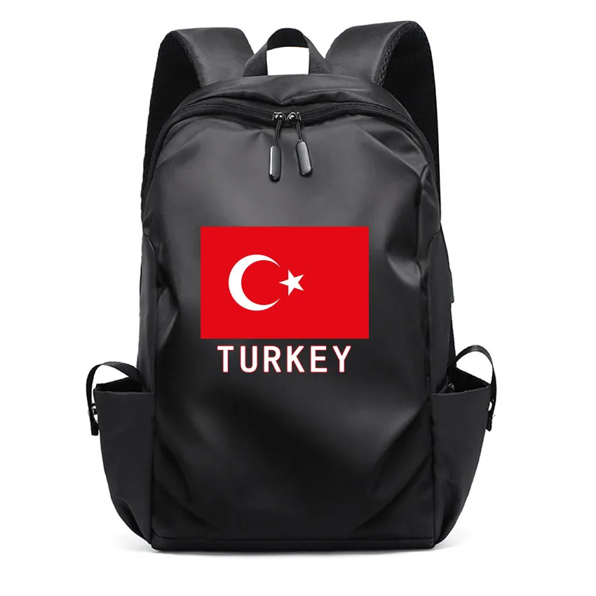 

Women Man Travel Street Turkey Flag Pattern Laptop Printed Backpack Water Repellent Bag Strap USB Charging Port Backpack