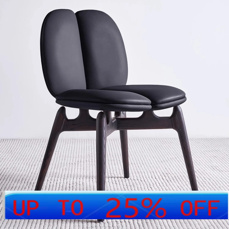 

LH solid wood home restaurant leather chair high-end high-end minimalist chair