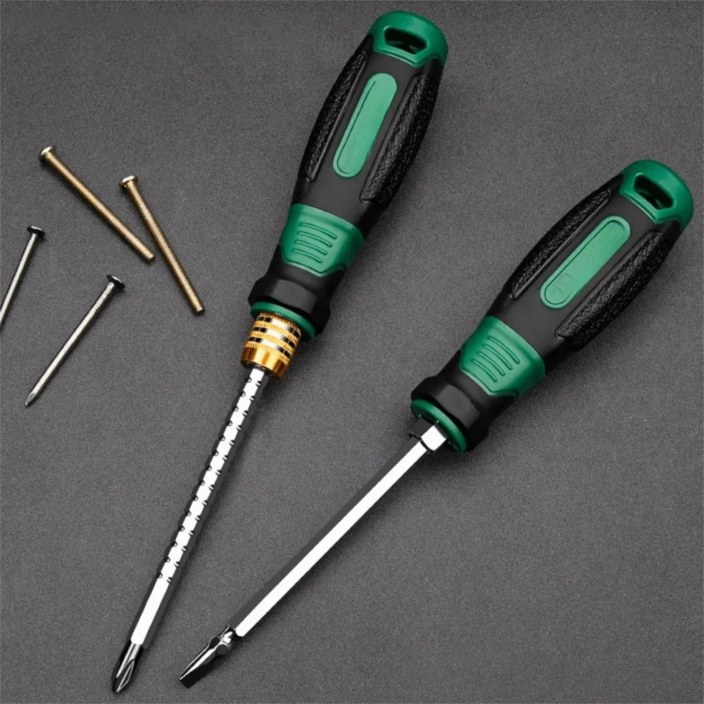 Chrome Steel Double Head Screwdriver Scalable Design Short Handle Dual-purpose Screwdriver Labor-saving Mini Size