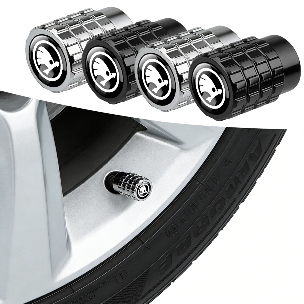 

New Car Tire Valve Caps Tyre Rim Stem Covers Decorative For Skoda Rapid Fabia Octavia Yeti Superb S Scala VII Kodiaq Karop Kamiq