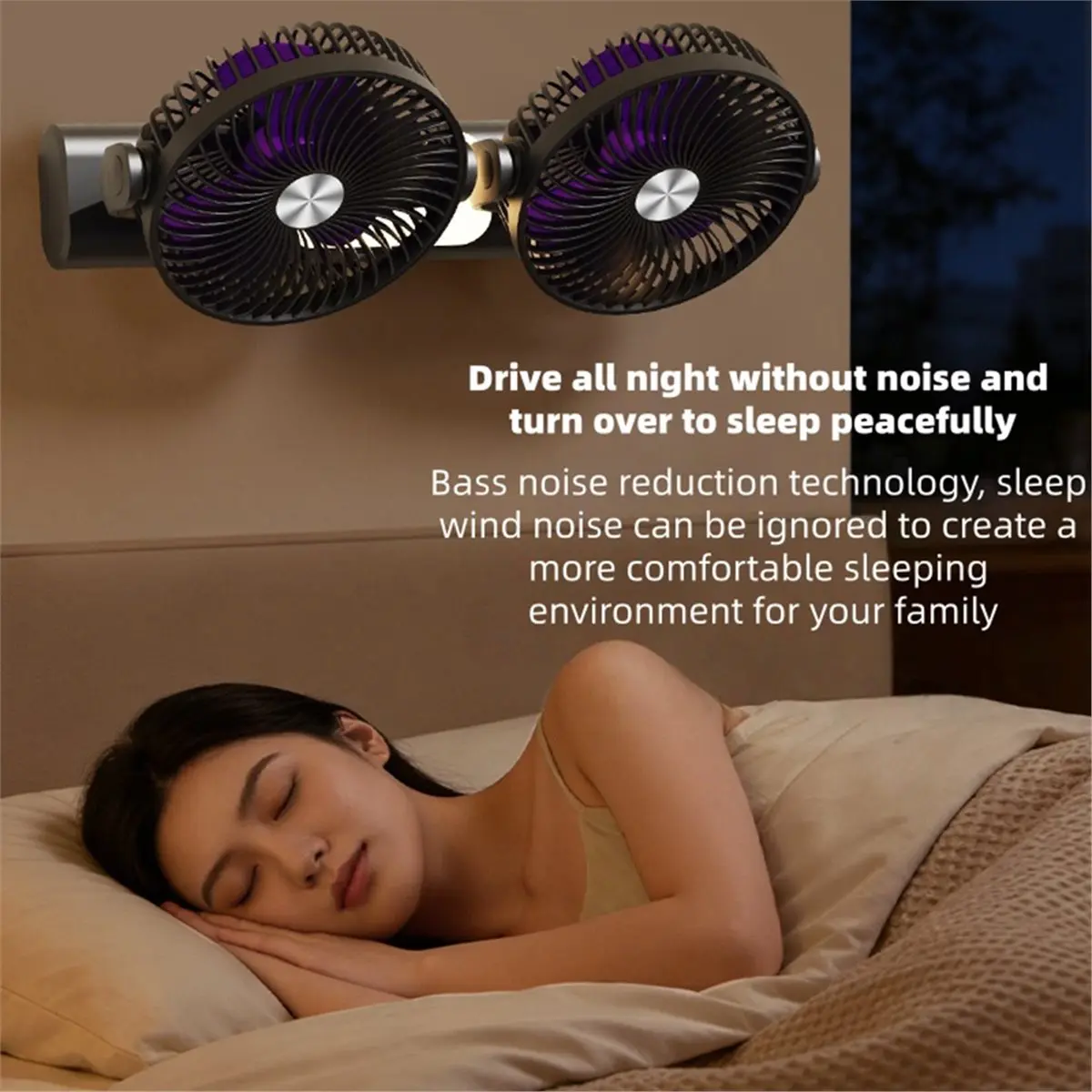 Home Tool -39 Rechargeable Double Head Fan, Versatile Portable Fan for Home, Dorm & Outdoor White