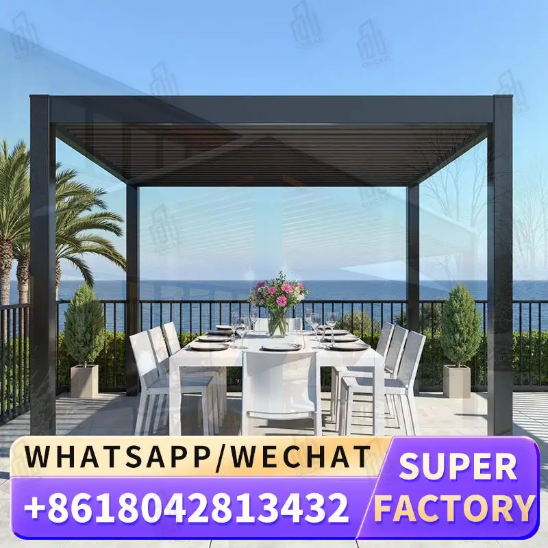 

Waterproof Aluminum Pergola Louvers Remote Control Motorized High Quality Outdoor Gazebo pergola