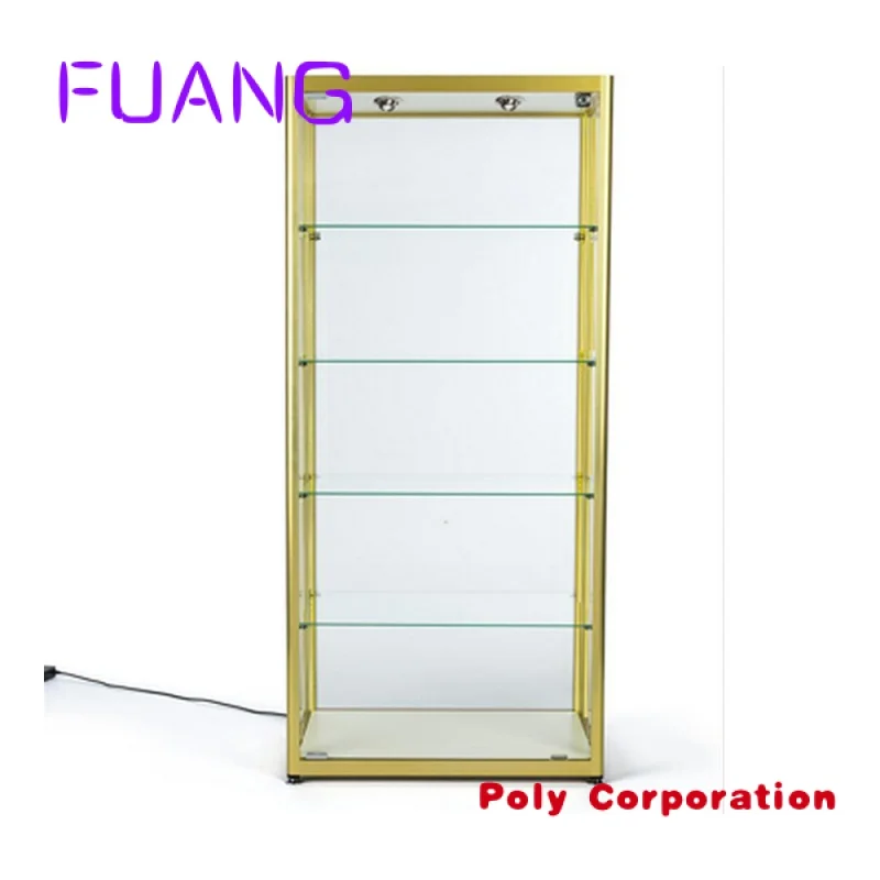 Custom  Free Standing Tower Lock Display Rack , Shopfitting Glass Door Display Cabinet, Jewellery Shop Display Case Smoke Shop S