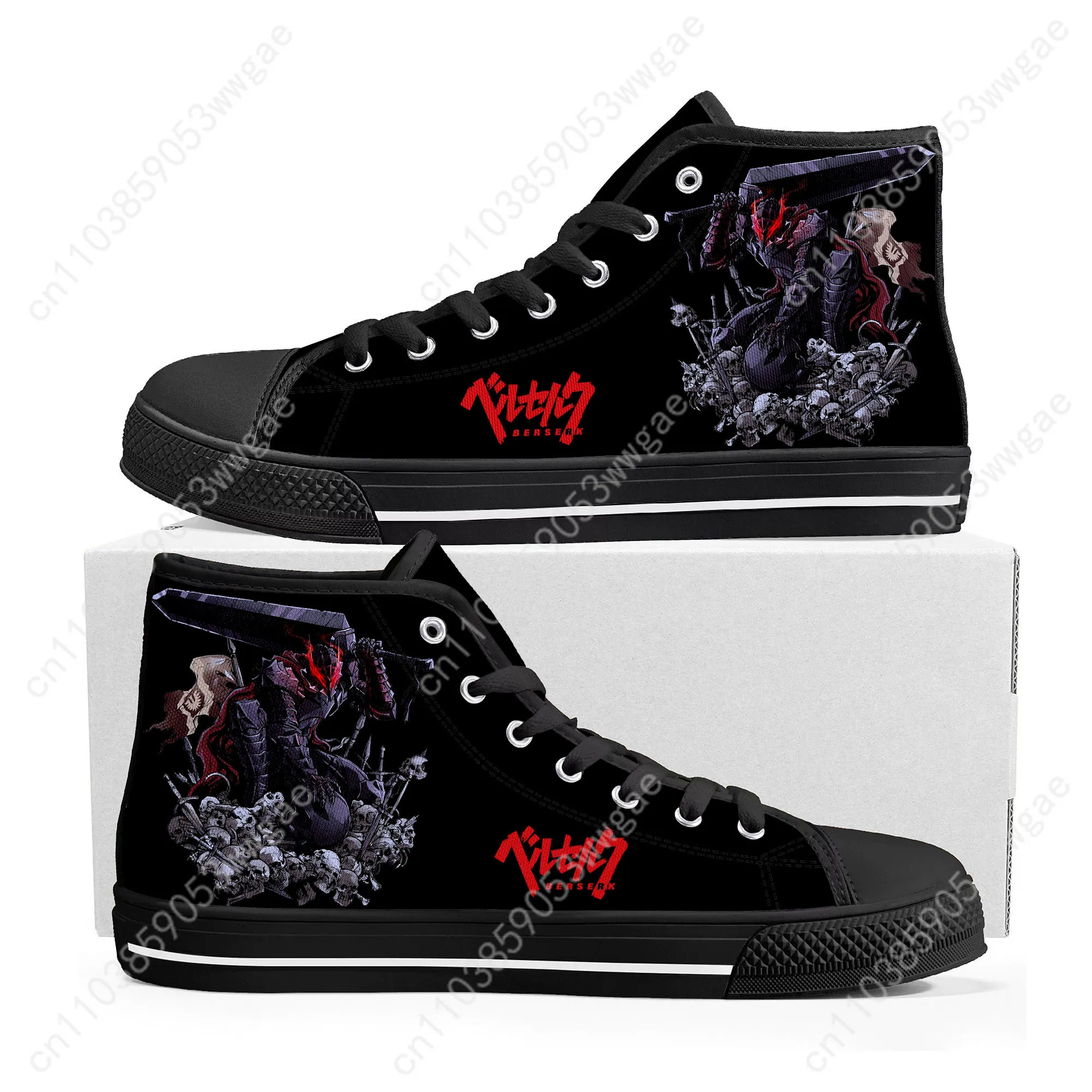 Berserk Guts High Top Sneakers Man Womens Teenager High Quality Canvas Sneaker Comfortable Casual Couple Shoes Customized Shoes