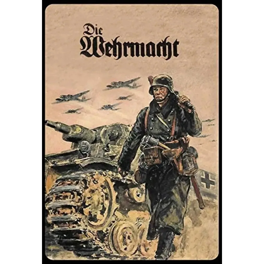 Retro Militär Deutscher Panzer Aluminium Blechschild, Vintage Wanddekoration, Premium Geschenk für Militär-Enthusiasten
