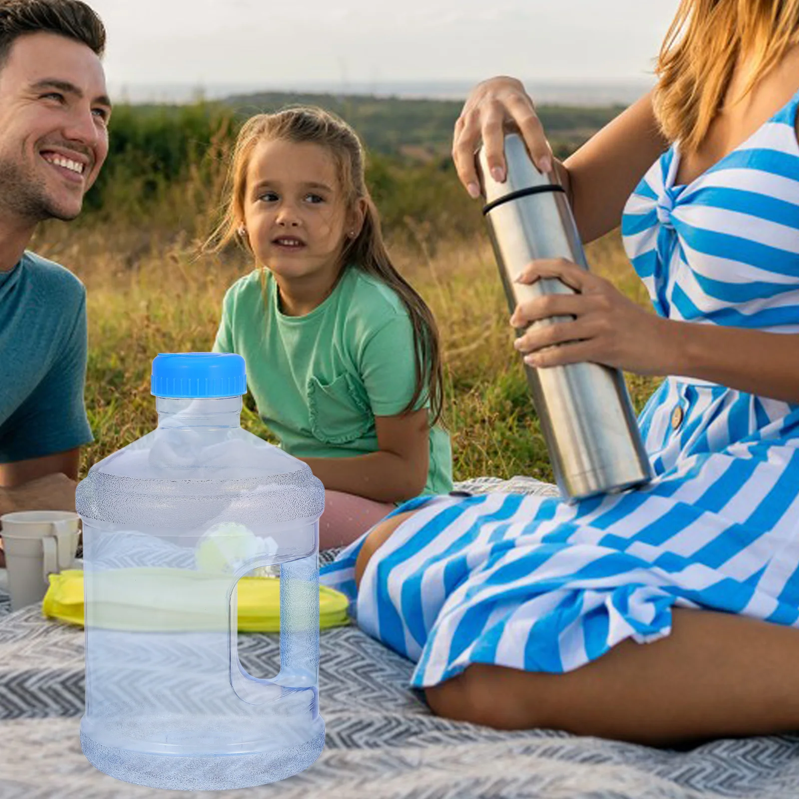 

Portable Mineral Water Bucket 3L Large Capacity Outdoor Camping Jug Blue Durable Water Container Household Use