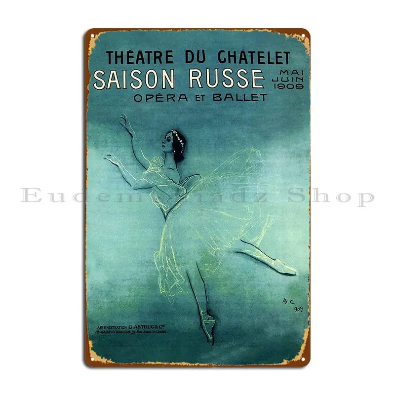 Saison Russe French Opera And Ballet Art Nouveau Vintage Advertisement Metal Sign Print Living Room Designing Tin Sign Poster